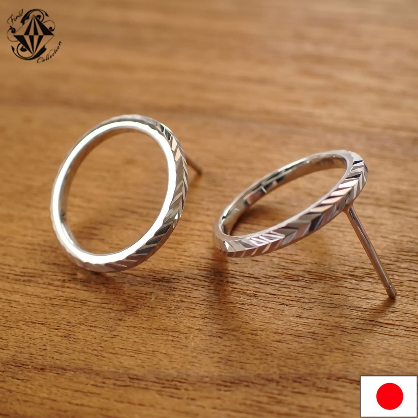 ダイヤモンドミラーカット サークルピアス(純銀SV1000)の商品写真