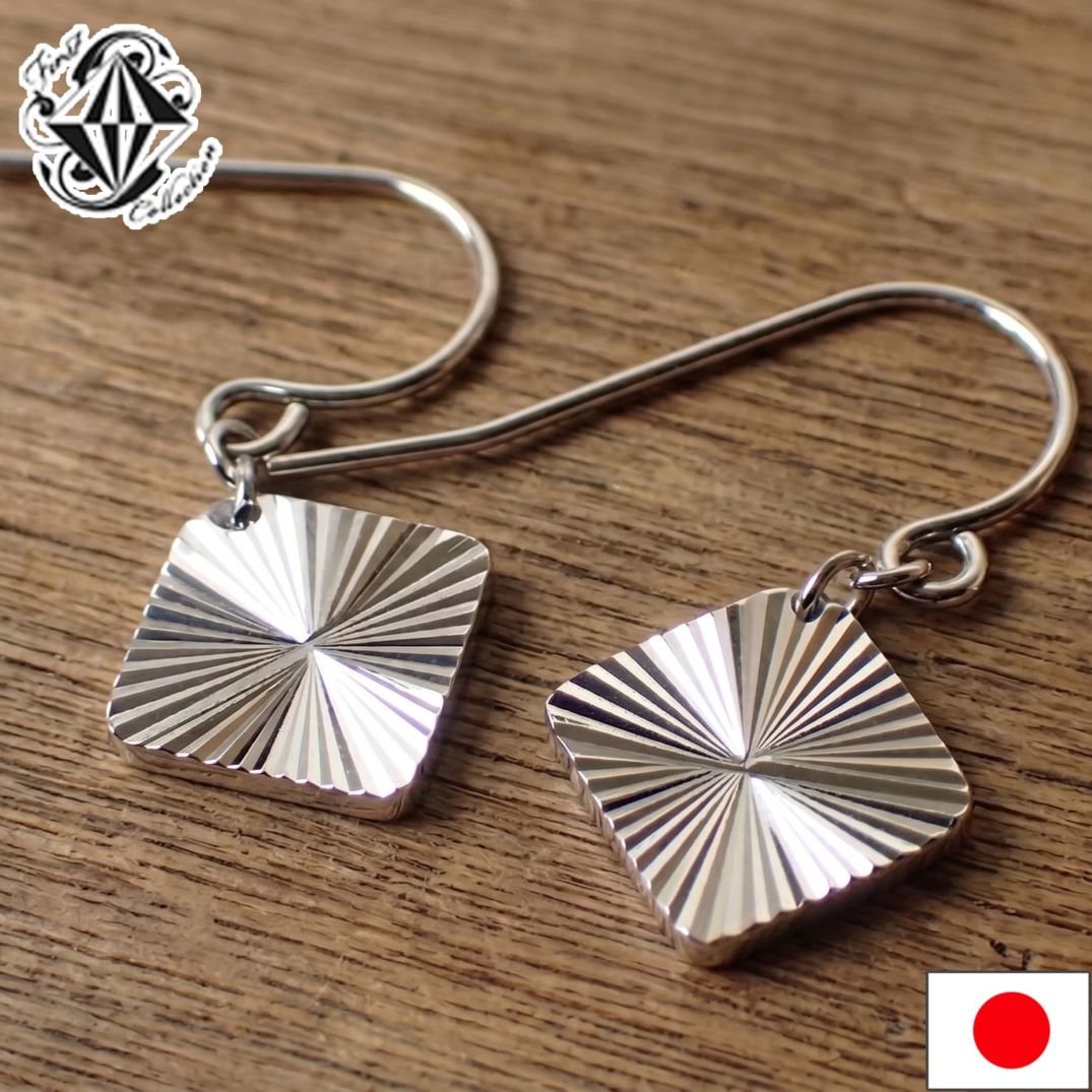 ダイヤモンドミラーカット スクエアピアス（純銀SV1000）の商品写真